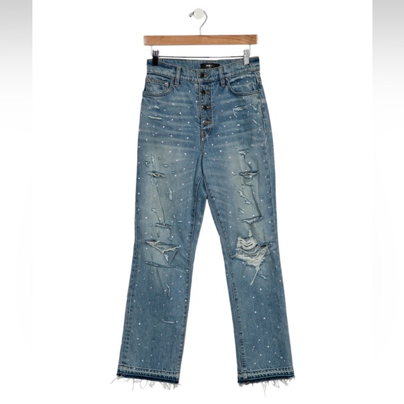 Amiri Crystal Studded Straight Jeans Size 27 - Picture 2 of 16